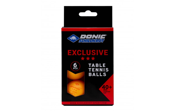 Мяч для настольного тенниса Donic 3* Exclusive, 6 шт оранжевый 600_380