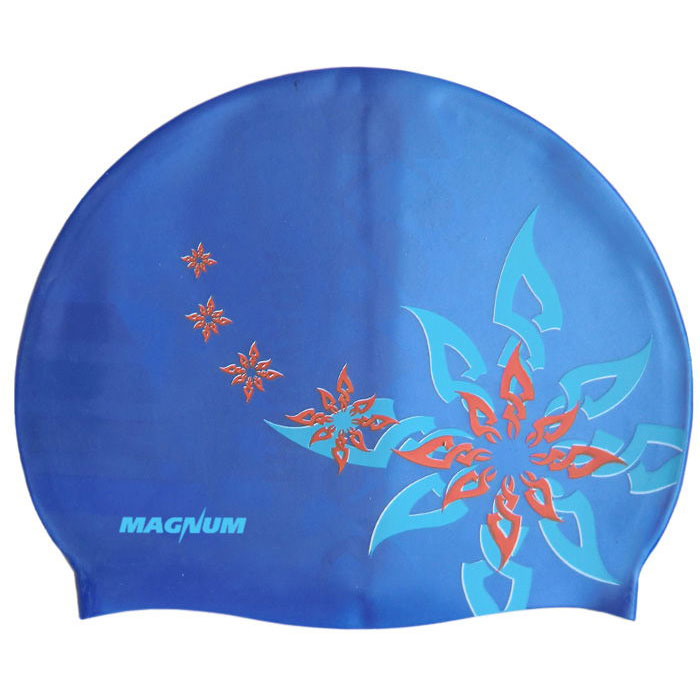 фото Шапочка для плавания силиконовая sr синяя с многоцветным принтом антарес cp-218-a magnum