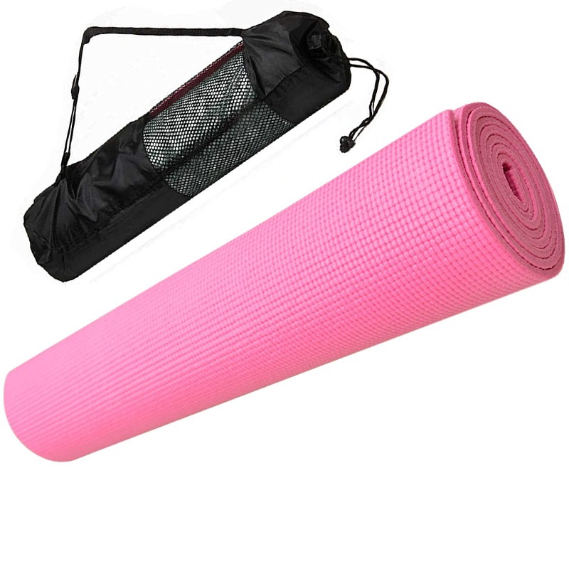 фото Коврик для йоги пвх 173х61х0,4 см с чехлом e29255 розовый nobrand
