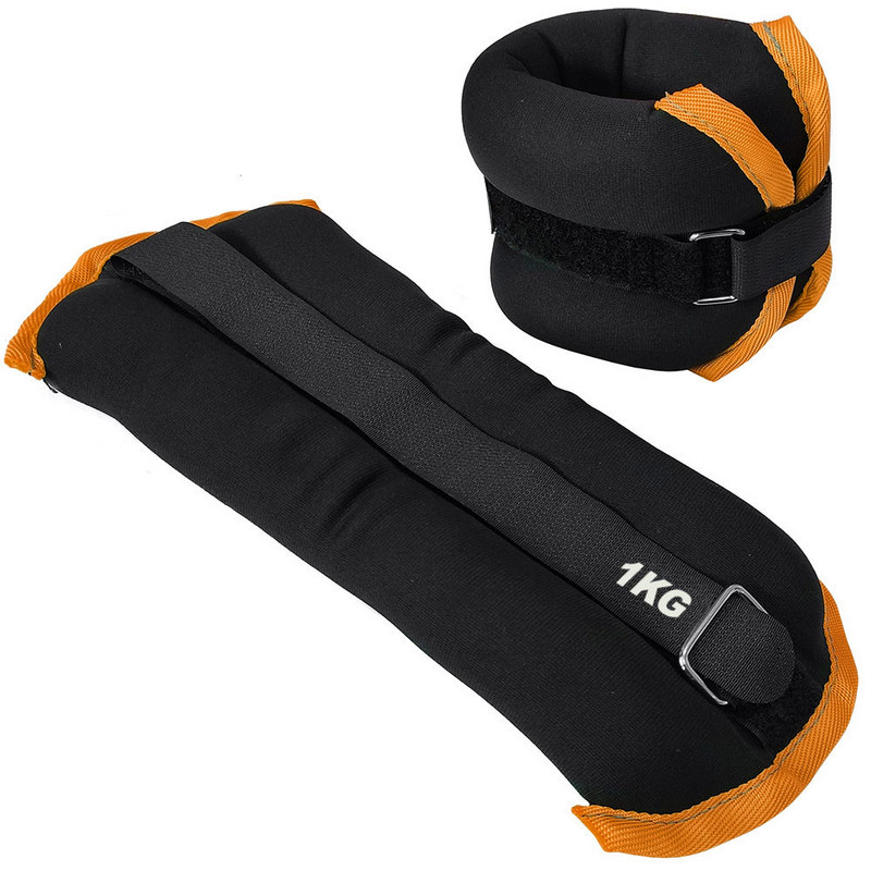 фото Утяжелители (2х1,0кг) (нейлон) в сумке (черный с оранжевой окантовкой) alt sport hkaw101-6