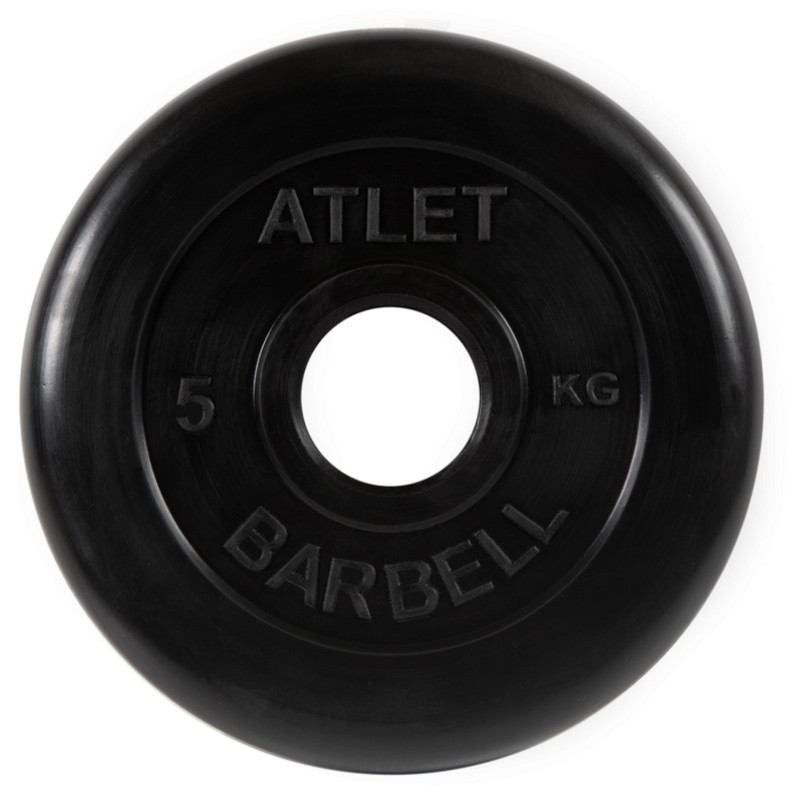 фото Диск обрезиненный d51мм mb barbell atlet 5кг черный mb-atletb51-5