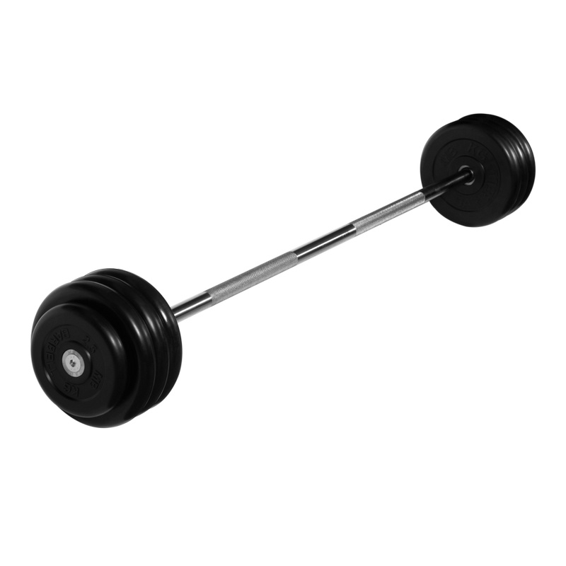 фото Штанга неразборная mb barbell с чёрными дисками, 25 мм, 40 кг mb-barmw-b40 mb barbell