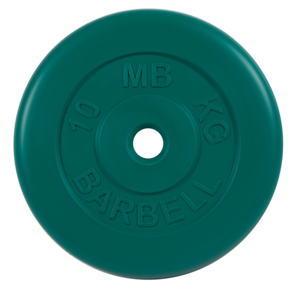 фото Диск обрезиненный d26мм mb barbell mb-pltc26-10 10 кг зеленый mb barbell