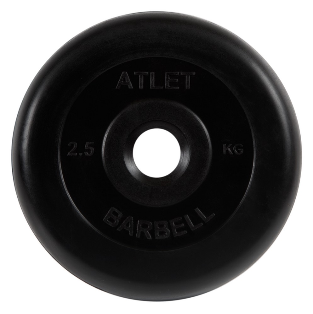 фото Диск обрезиненный d31мм mb barbell atlet 2,5кг черный mb-atletb31-2,5