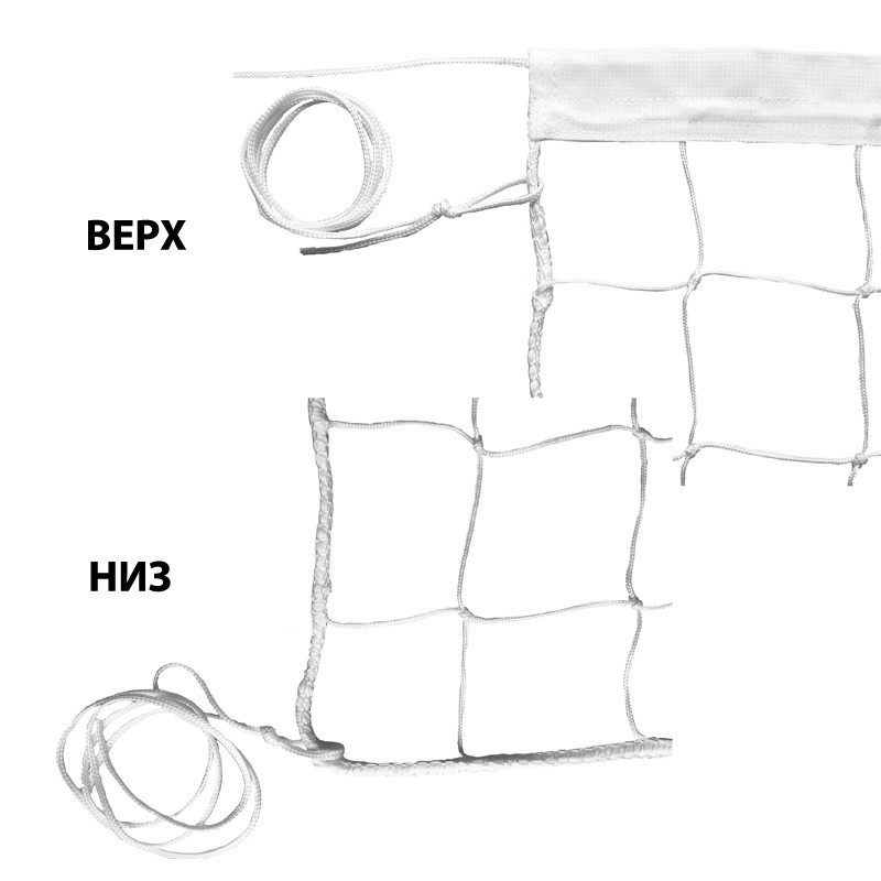 фото Сетка волейбольная 3,5мм fs№3 тренировочная, нейлон. шнур, верх. лента из пп, без ниж. ленты, белая nobrand