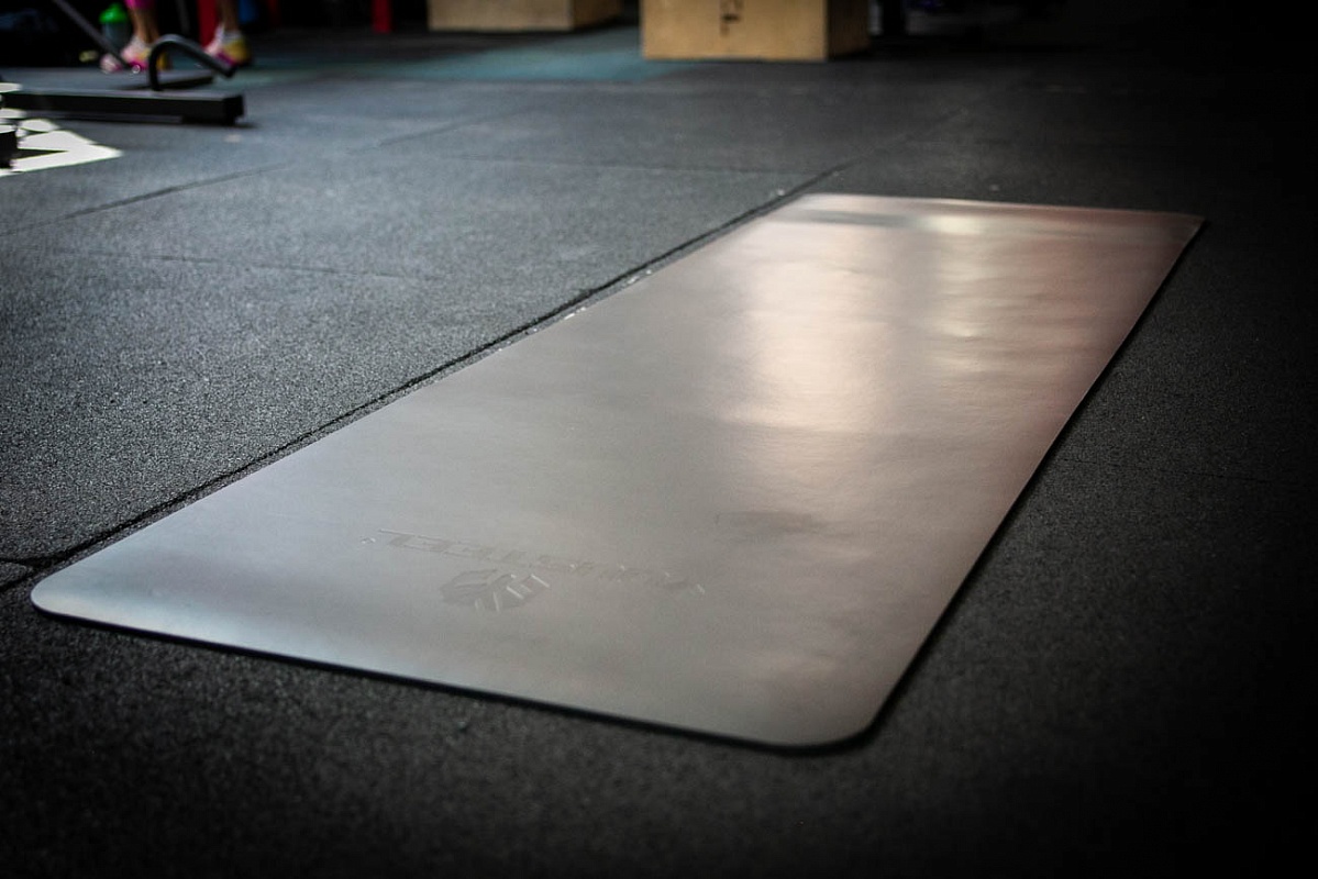 фото Коврик для йоги 184х61,5х0,5 см yousteel yoga mat, pu-rubber, чёрный+серый