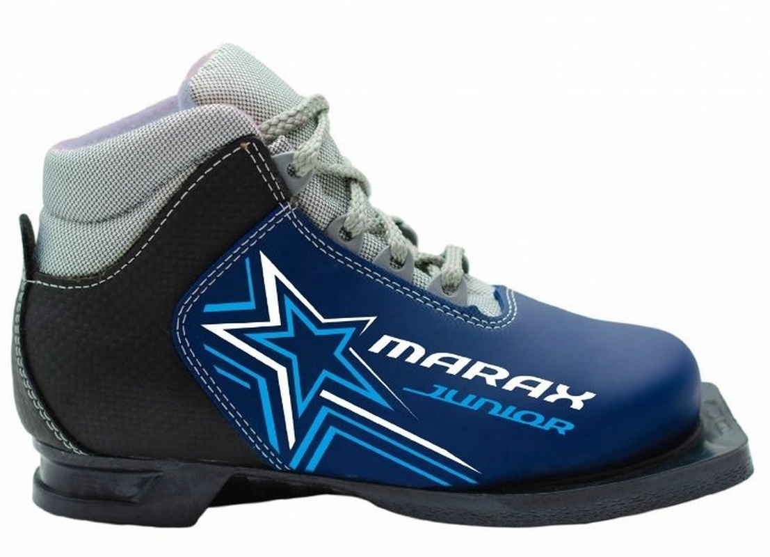 фото Лыжные ботинки nn75 marax м-350 jr кожзам синий