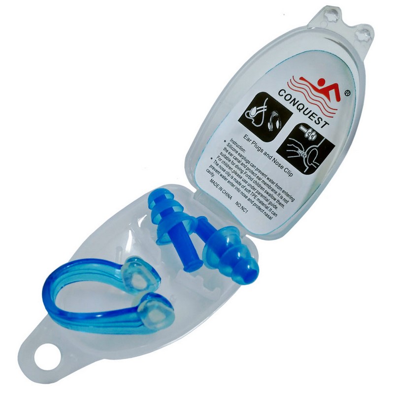 фото Комплект для плавания беруши и зажим для носа c33553-1 синие nobrand