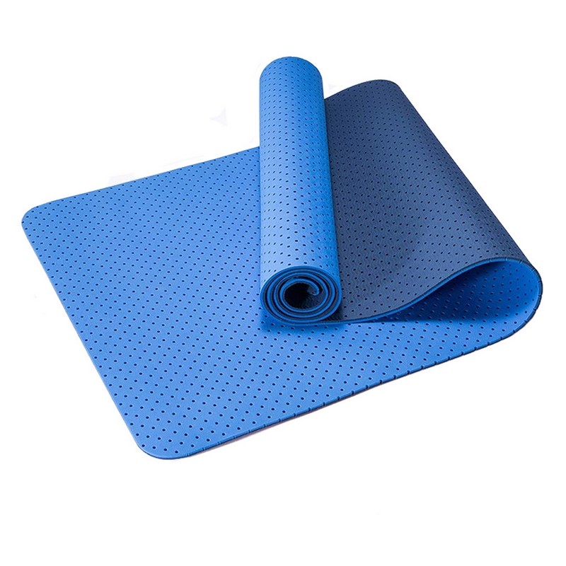фото Коврик для йоги 2-х слойный тпе 183х61х0,6 см tpe-2t-3 синий\голубой nobrand