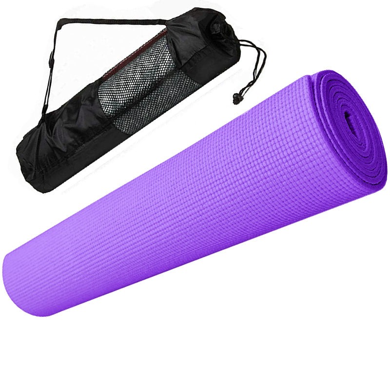 фото Коврик для йоги пвх 173х61х0,4 см с чехлом e29254 фиолетовый nobrand
