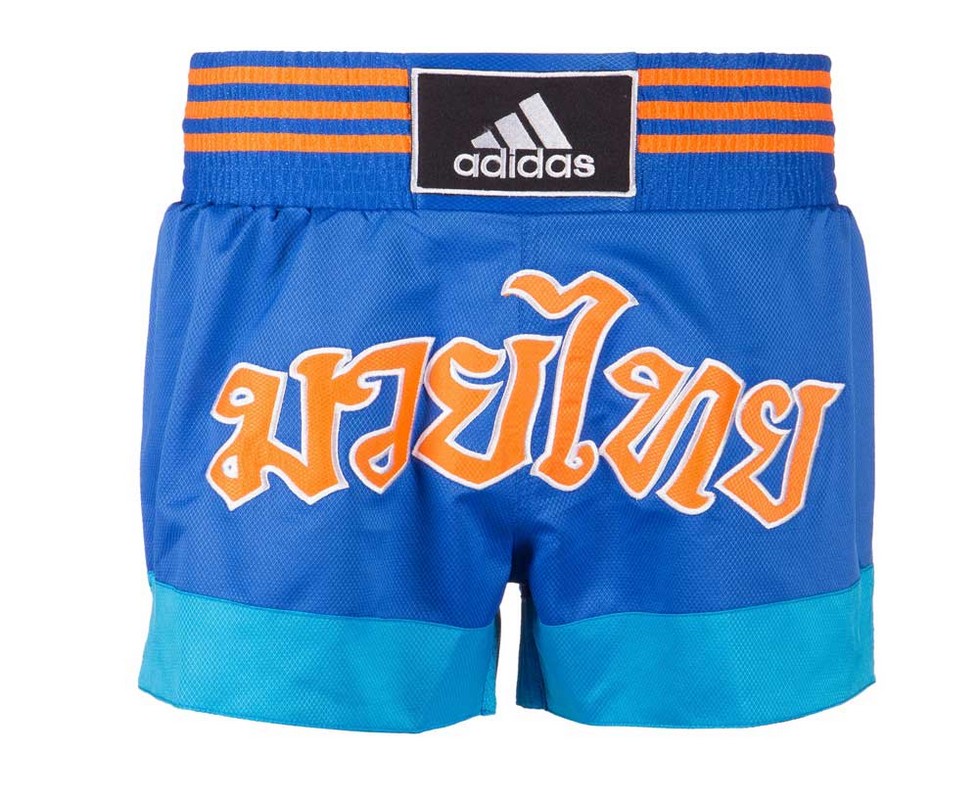 фото Шорты для тайского бокса adidas thai boxing short sublimated сине-оранжевые adisth02