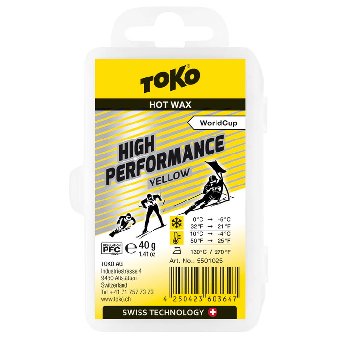 фото Парафин высокофтористый toko high performance yellow (0°с -6°с) 40 г.