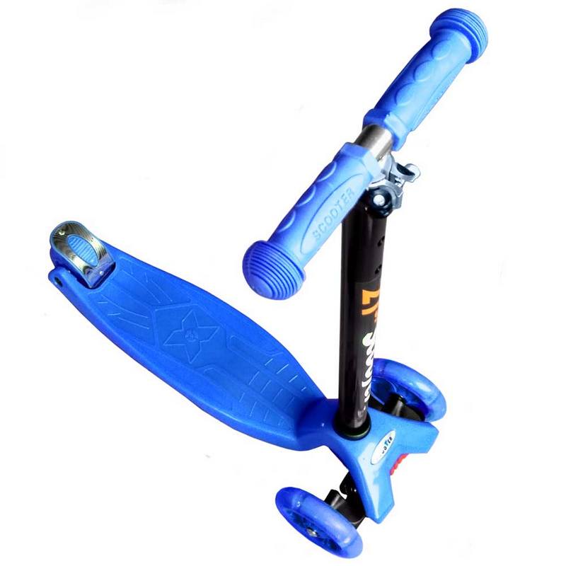 фото Самокат 3-х колесный scooter светящиеся колеса f18402 голубой