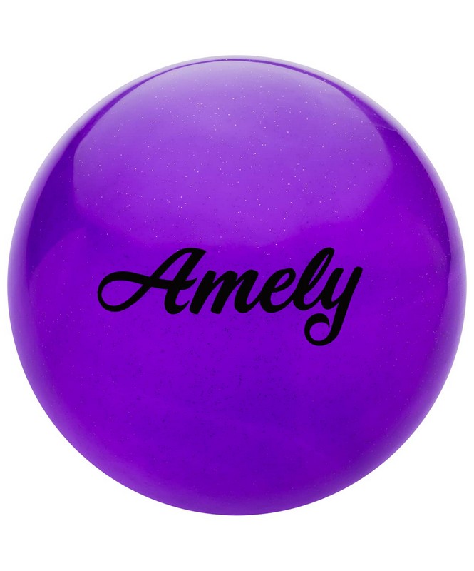 фото Мяч для художественной гимнастики amely d19см agb-102 фиолетовый, с блестками