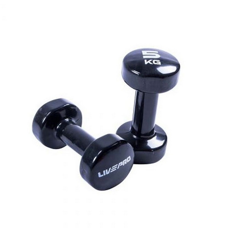 фото Гантели для аэробики 5 кг live pro colored studio dumbbell lp8076-5\bk-00-00