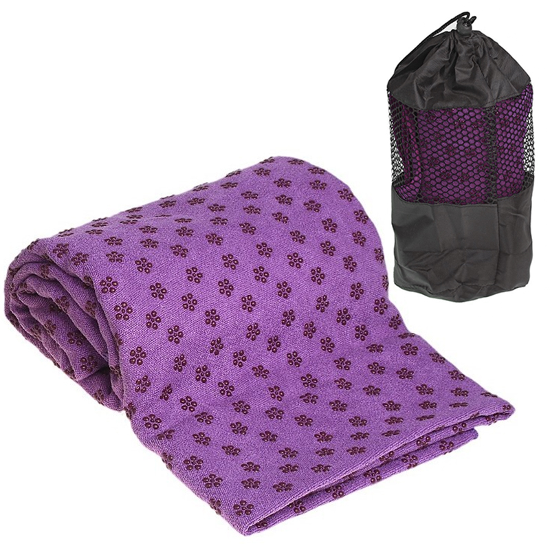фото Полотенце для йоги 183х63 см, с сумкой для переноски c28849-2 фиолетовое nobrand
