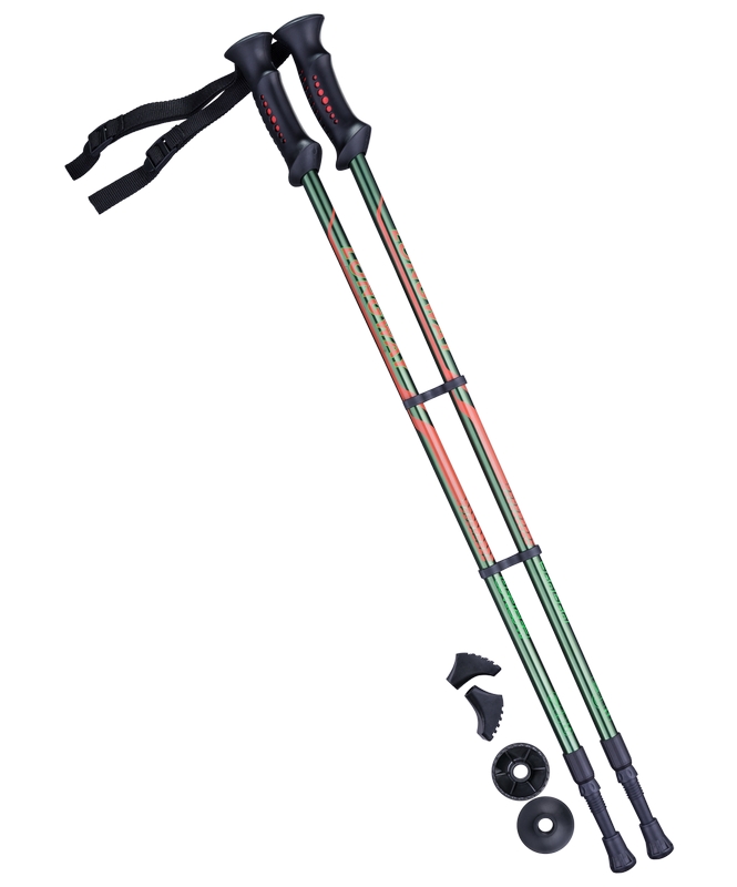 фото Палки для скандинавской ходьбы berger longway, 77-135 см, 2-секционные, тёмно-зеленый/оранж.
