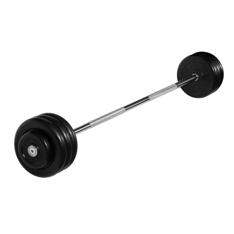 фото Штанга неразборная mb barbell с чёрными дисками, 25 мм, 37,5 кг mb-barmw-b37,5