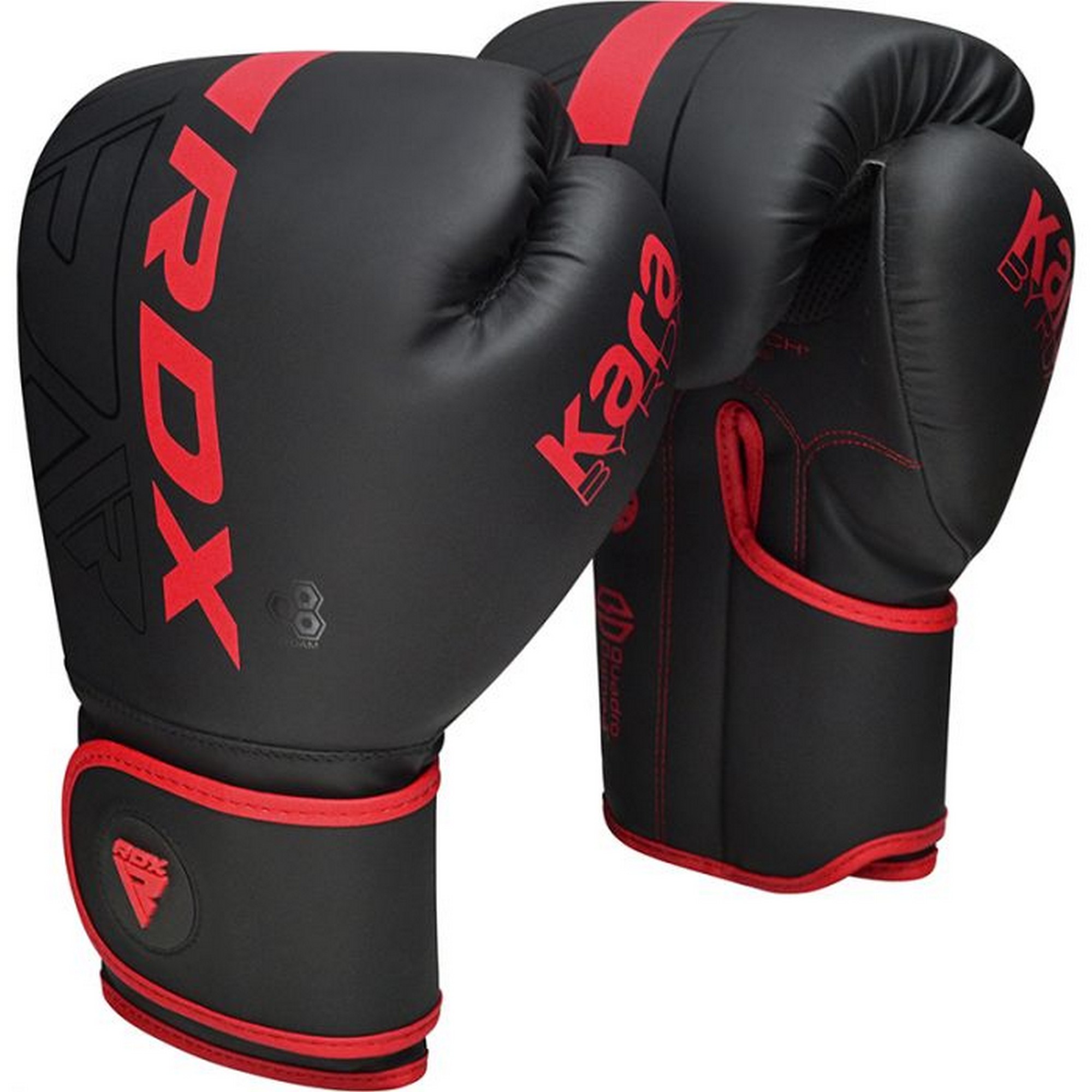 фото Перчатки тренировочные rdx bgr-f6mr-16oz черный\красный матовый