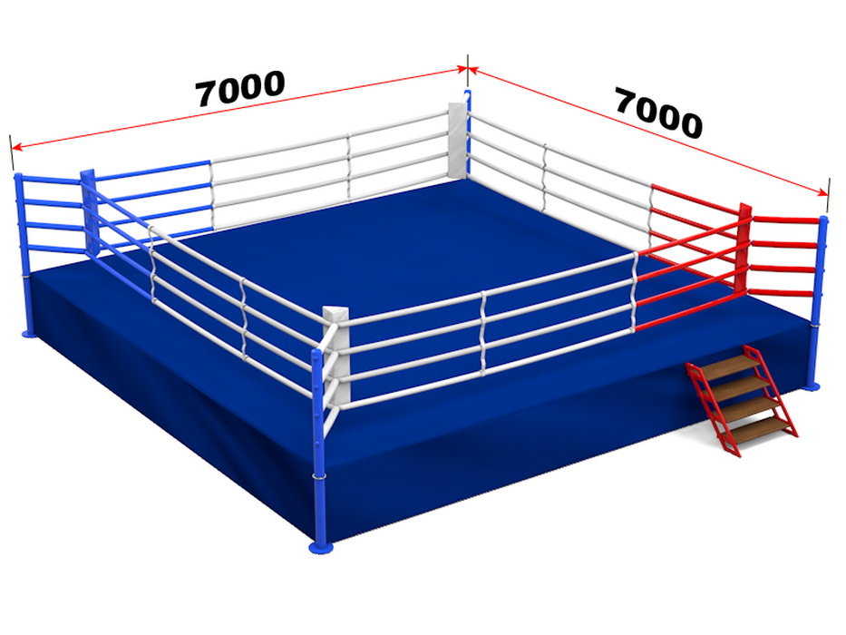 Ринг боксерский на подиуме Glav размер 5х5х0,5 м, боевая зона 4х4 м 5.300-1 933_700