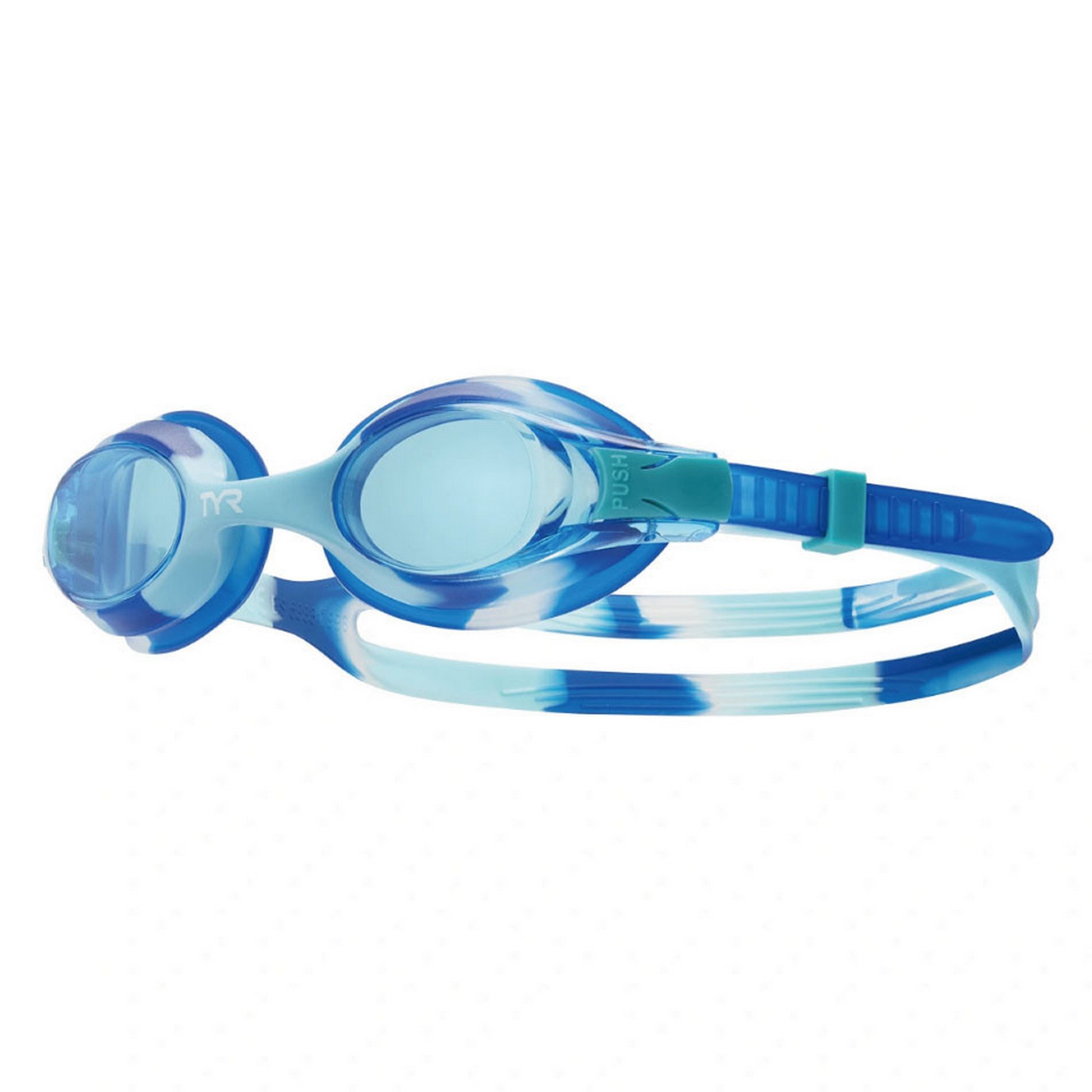 фото Очки для плавания детские tyr swimple tie dye jr lgswtd-420 синие линзы, мультиколор оправа