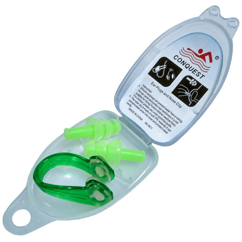 фото Комплект для плавания беруши и зажим для носа c33553-3 зеленые nobrand