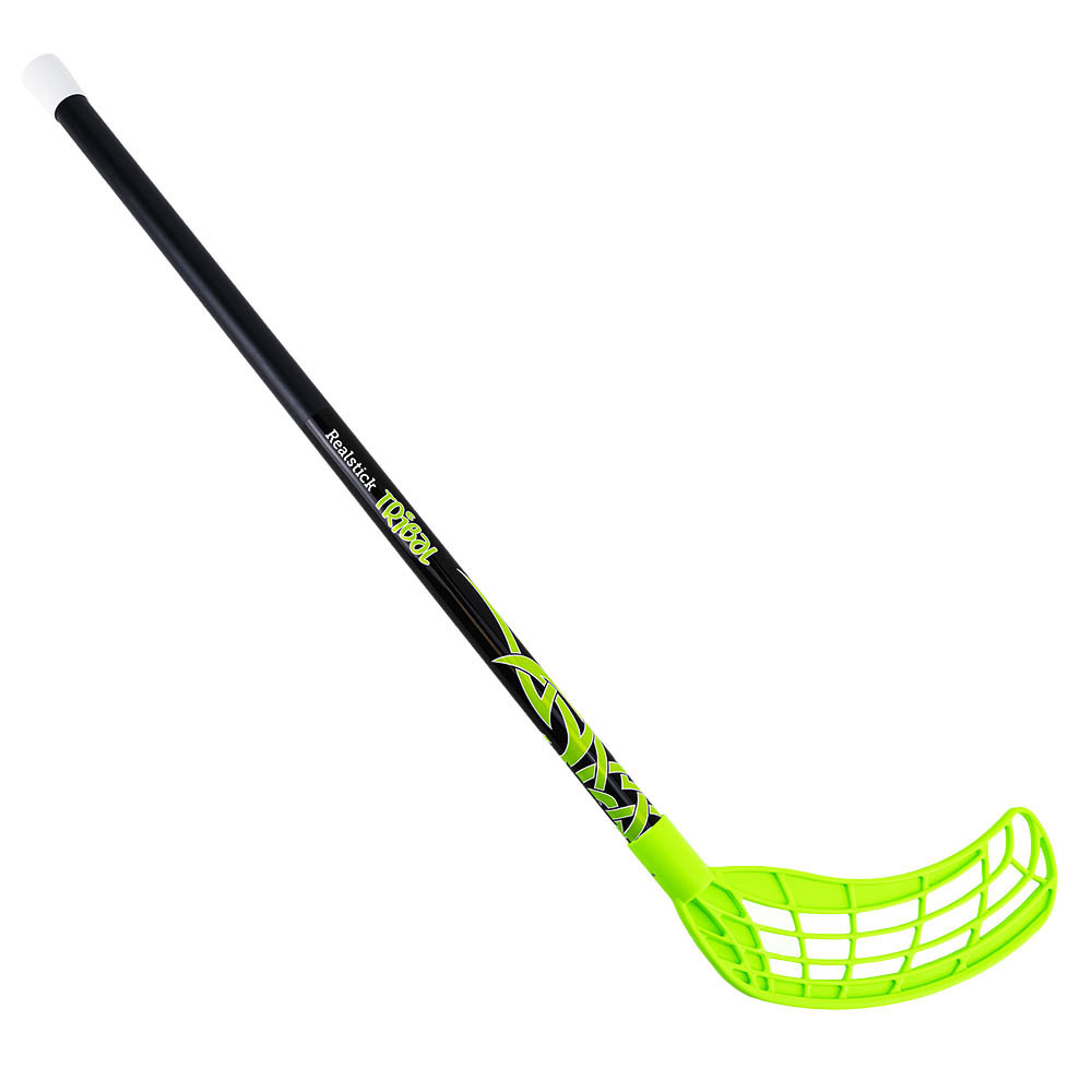 фото Клюшка для флорбола realstick tribal jr mr-kf-tr70-gr, 70см, прямой крюк, пластик, черн-зелен