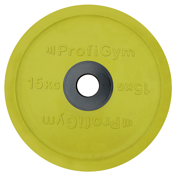 фото Диск profigym олимпийский (51мм) обрезиненный 15 кг, желтый доц-15/51
