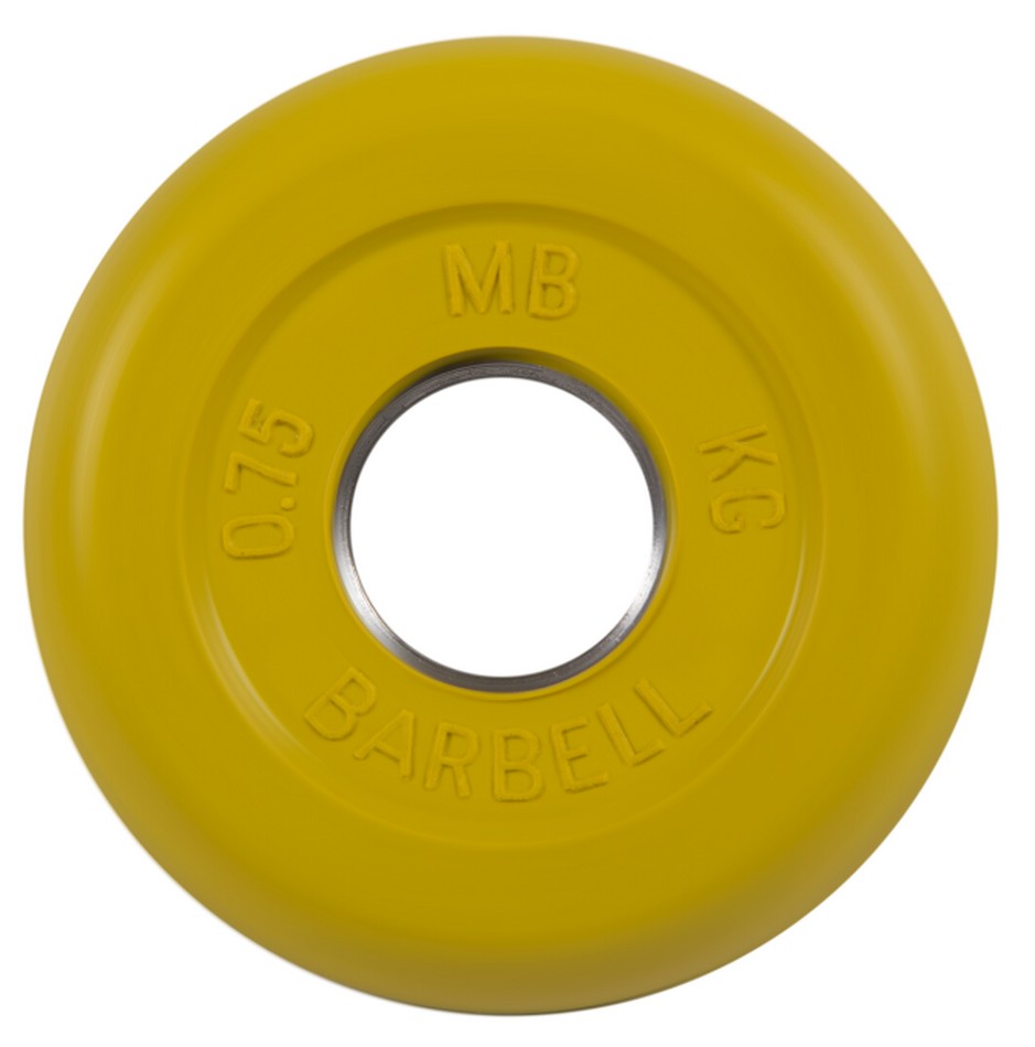 фото Диск обрезиненный d31мм mb barbell mb-pltc31-0,75 0,75 кг желтый mb barbell