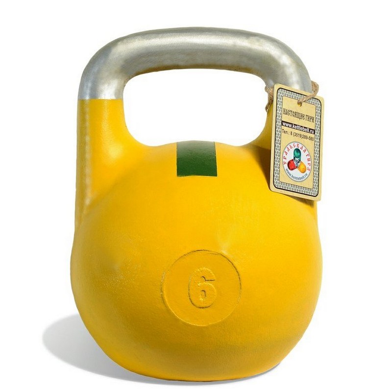 фото Гиря чемпионская 6 кг iron king желтая с зеленой полосой
