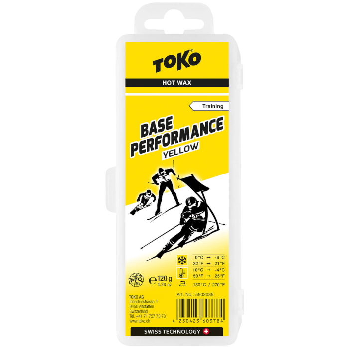 фото Парафин углеводородный toko base performance yellow (0°с -6°с) 120 г.