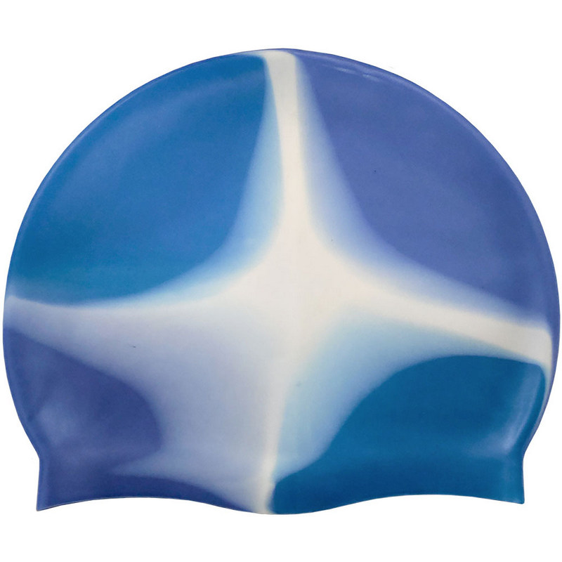 фото Шапочка для плавания силиконовая b31518-8 (сине/белый/голубой) nobrand