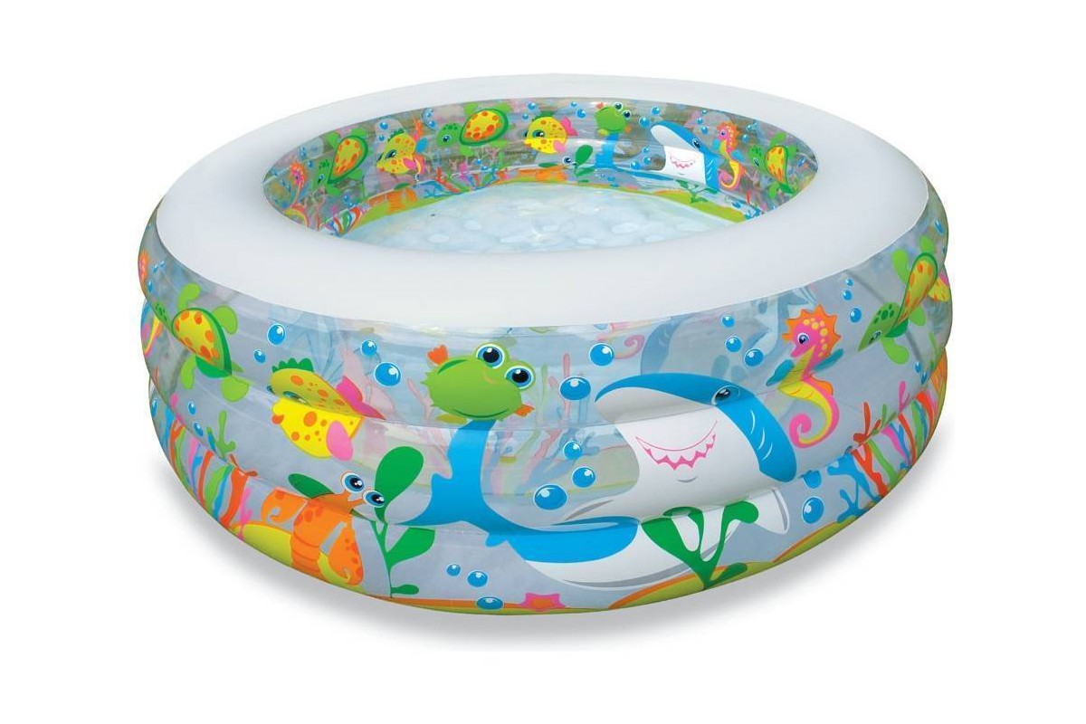 фото Детский надувной бассейн 152х56см intex аквариум, с надувным дном 58480