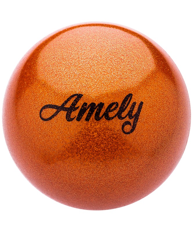 фото Мяч для художественной гимнастики amely agb-103 15 см, оранжевый, с насыщенными блестками