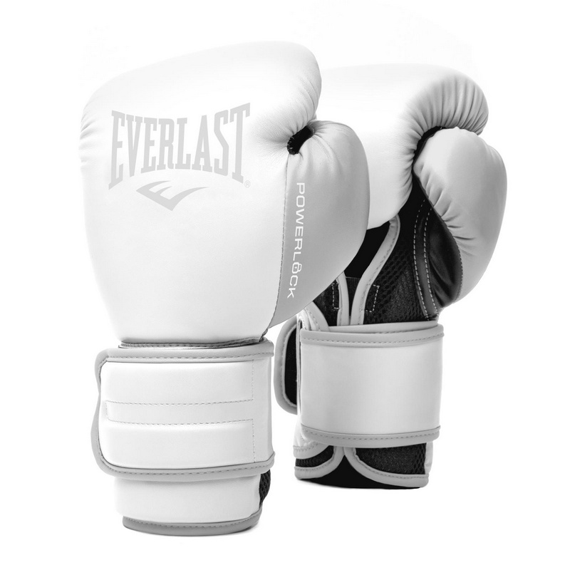 фото Боксерские перчатки тренировочные everlast powerlock pu 2 10oz бел. p00002288