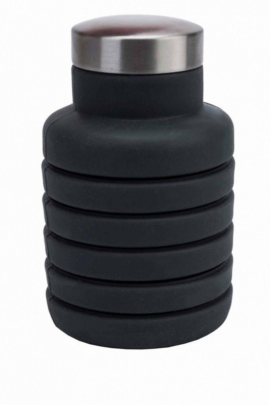 фото Бутылка для воды силиконовая складная с крышкой bradex tk 0269 500 мл, темно-серый