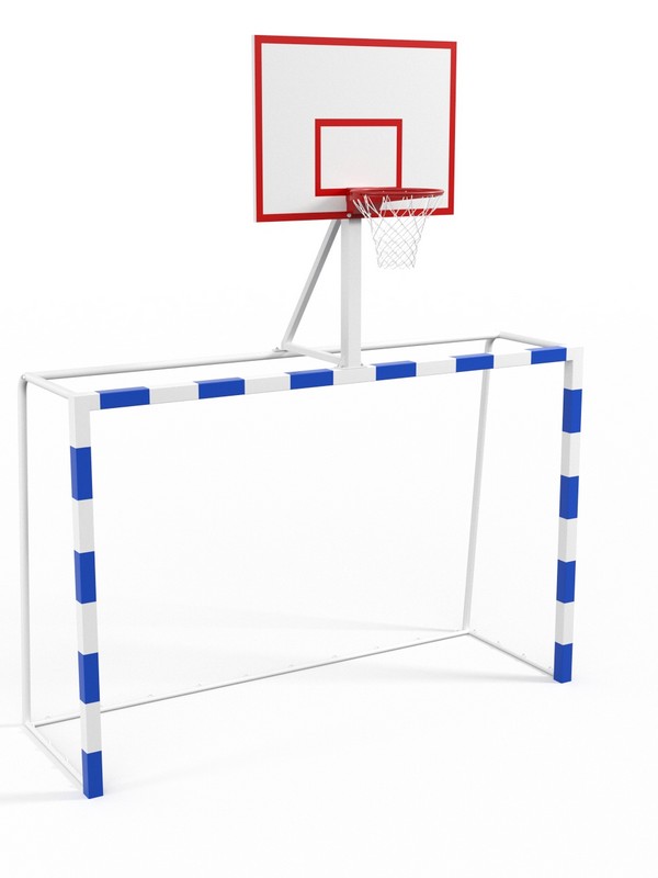 фото Ворота с баскетбольным щитом из фанеры glav с удлиненными штангами и стаканами 7.103-2