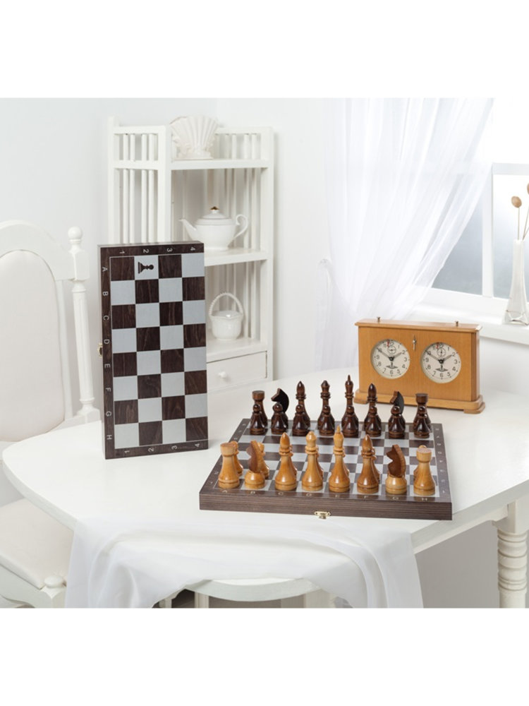 фото Шахматы походные деревянные с венге доской, рисунок серебро 188-18 nobrand