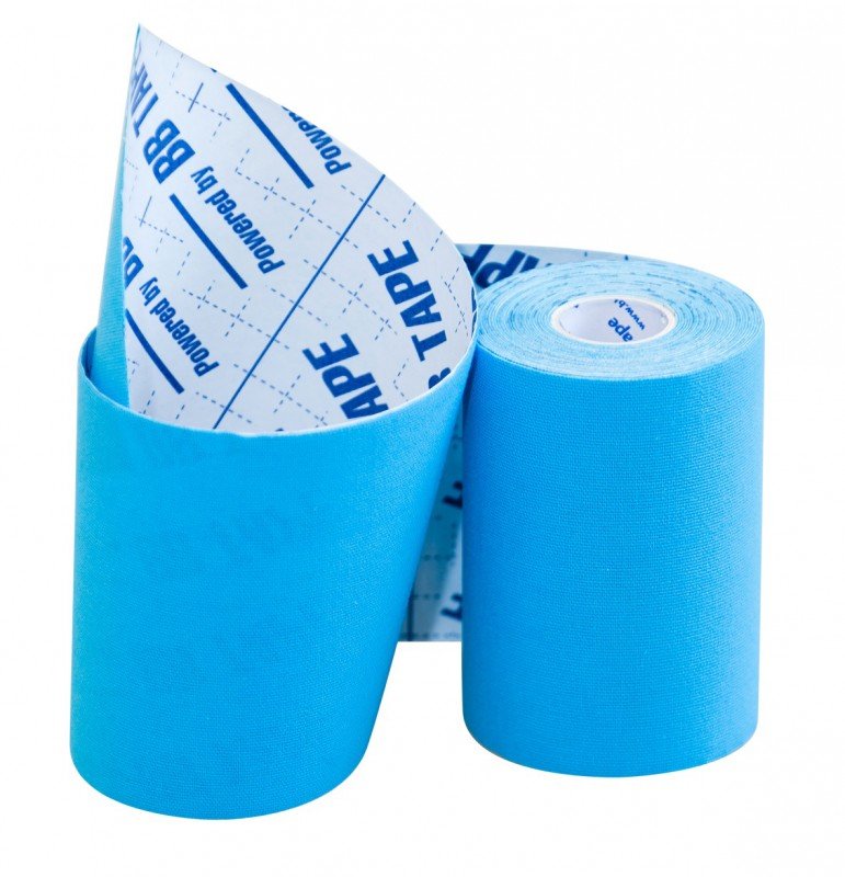 фото Кинезио тейп широкий bbtape 10x500 см голубой