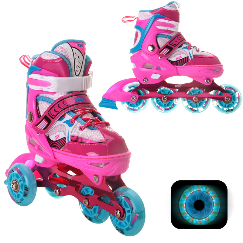 фото Раздвижные роликовые коньки rgx sonic pink led подсветка колес