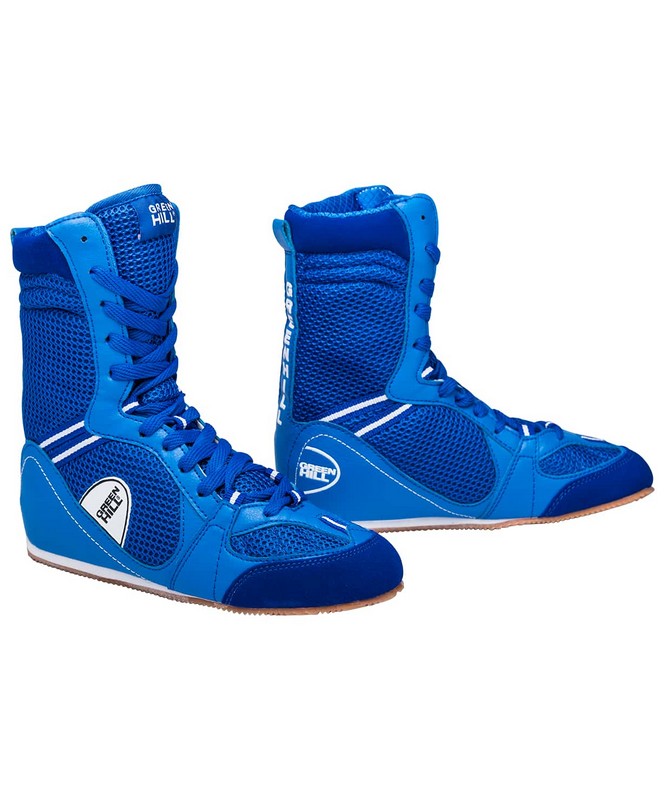 фото Обувь для бокса green hill ps005 высокая, синяя