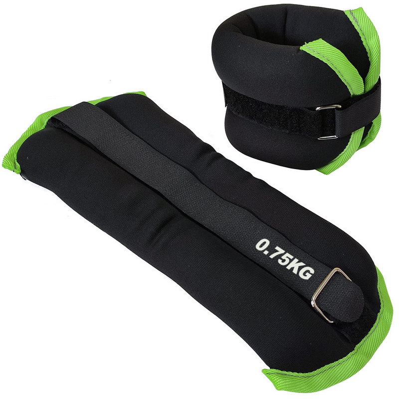 фото Утяжелители (2х0,75кг) (нейлон) в сумке (черный с зеленой окантовкой) alt sport hkaw101-5