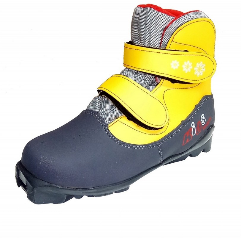 фото Ботинки лыжные sns marax kids (системные, на липучке) серый-желтый