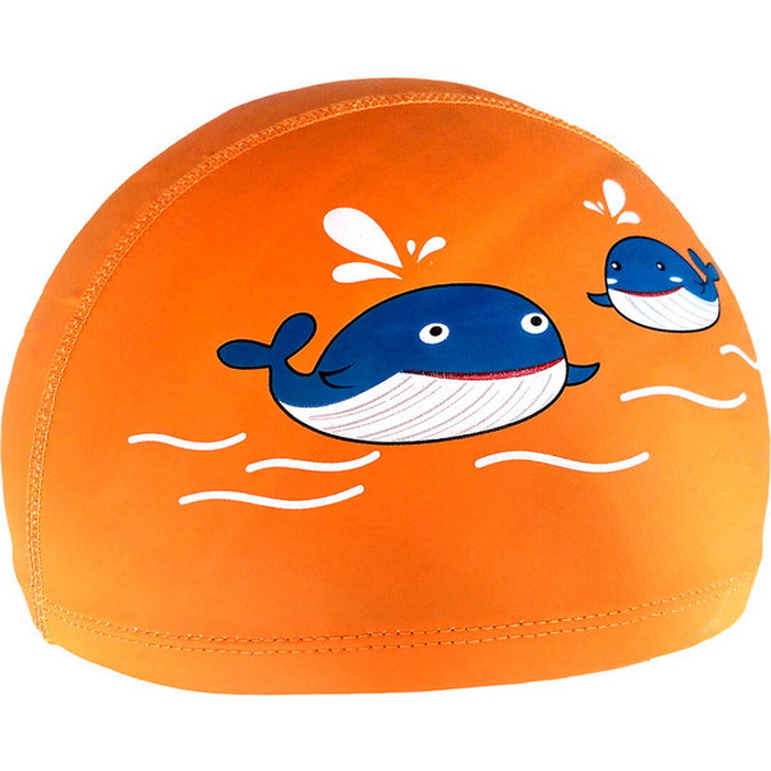 фото Шапочка детская для плавания (пу) кит (оранжевая с рисунком) h10166-16 nobrand