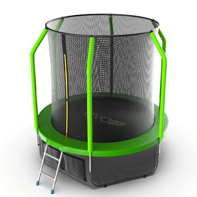 фото Батут с внутренней сеткой и лестницей evo jump cosmo 6ft + нижняя сеть, зеленый