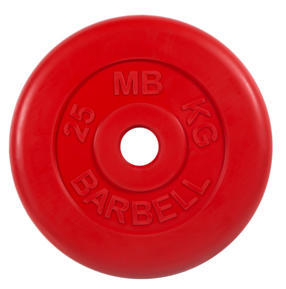 фото Диск обрезиненный d51мм mb barbell mb-pltc51-25 25кг красный