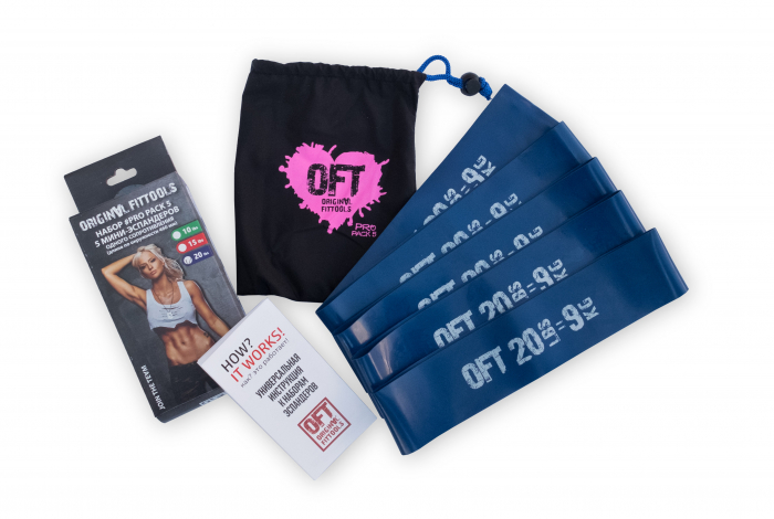 фото Набор из 5 мини-эспандеров одного сопротивления (20 lbs) original fit.tools ft-pp20
