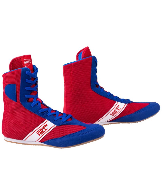 фото Обувь для бокса green hill special lsb-1801 высокая, синий\красный