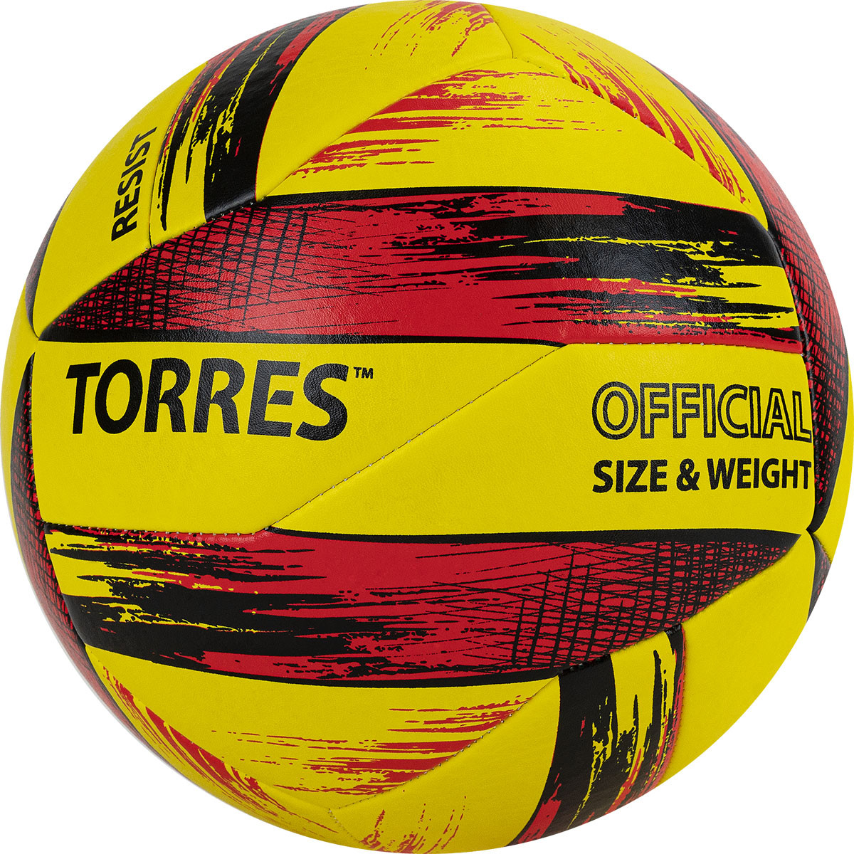 фото Мяч волейбольный torres resist v321305, р.5, синт. кожа (пу), гибрид, бут.кам.желто-красно-черный