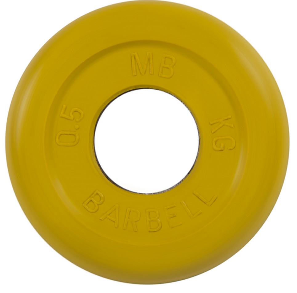фото Диск обрезиненный d31мм mb barbell mb-pltc31-0,5 0,5 кг желтый mb barbell